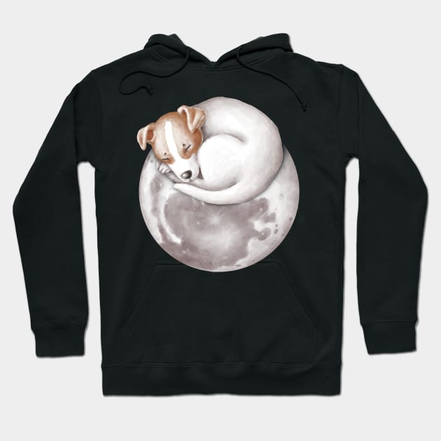 Cute puppy sleeping on the moon. Hoodie by CaptainPixel